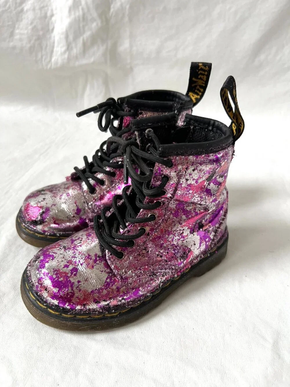 Dr Martens Boots 1460 T metallic purple pink leather toddler baby size 7 zip up